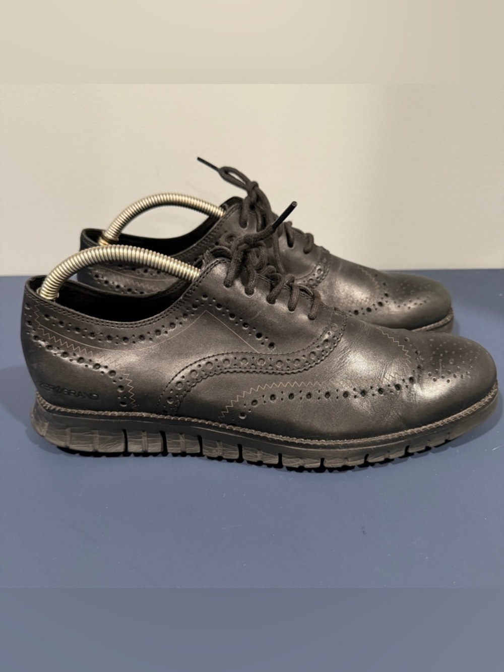 Cole Haan ZeroGrand Wingtip Oxford Comfort Black Leather Mens 9.5 M C20719